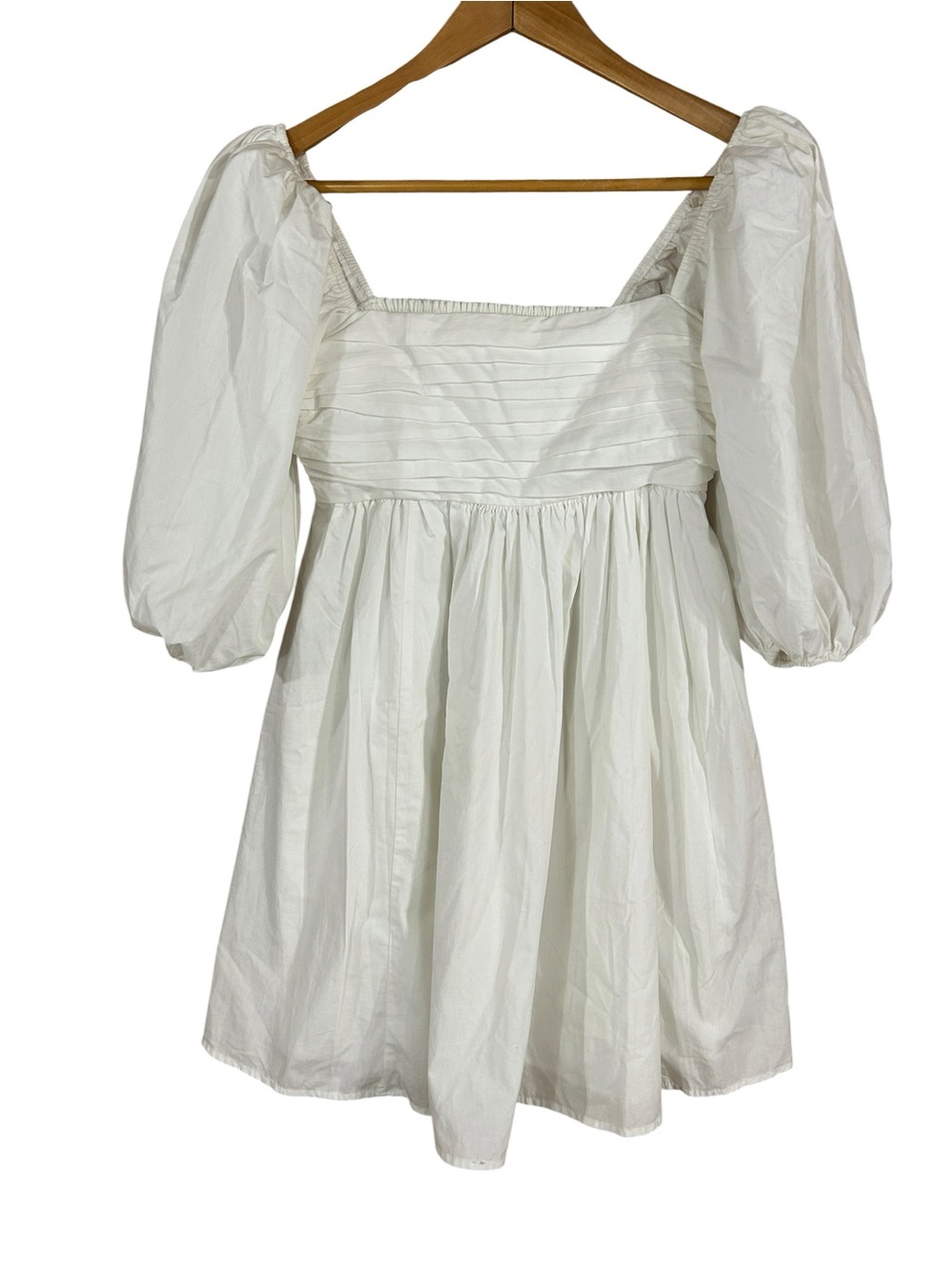 Abercrombie & Fitch White Puff-Sleeve Square-Neck Mini Dress SIZE XS